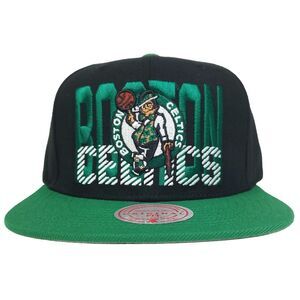 Boston Celtics Mitchell & Ness NBA Snapback‎ Hat Cap Word Logo Black Green NWT